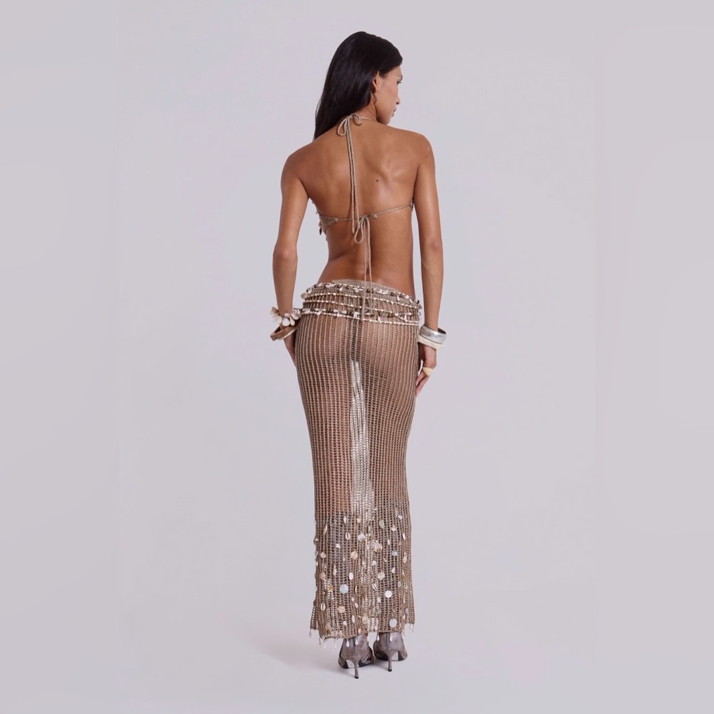 Jaded London Vida Backless Crochet Maxi Dress with Shells Size small - Picture 3 of 11
